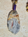 Long necklace of natural jasper ochre stones
