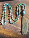 Long necklace of jasper, turquoise, amazonite and green agate