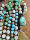 Long necklace of jasper, turquoise, amazonite and green agate
