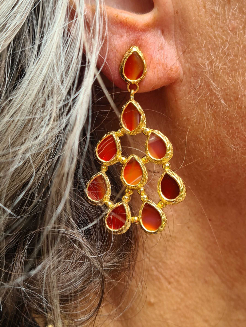 Pendientes largos artesanales de piedras naturales