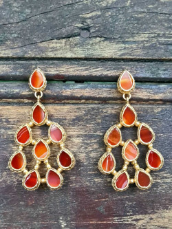 Pendientes largos artesanales de piedras naturales