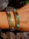 Pulsera de acero bañado oro con piedras naturales