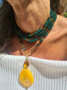 Collar largo de jade, ágata y hematites con colgante de cristal checo