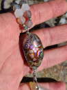 Long necklace of Czech crystal, agates and abalone