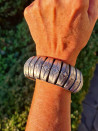 Rigid carved ethnic bracelet, antique silver