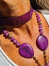 Choker made of natural stones, agates and purple jade