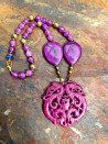 Choker made of natural stones, agates and purple jade