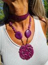 Choker made of natural stones, agates and purple jade