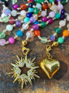 Collar largo de piedras naturales con colgante estrella y corazón