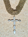 Gold mesh choker with crystal cross pendant