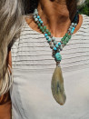 Long necklace of jasper, turquoise, amazonite and green agate