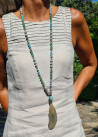 Long necklace of jasper, turquoise, amazonite and green agate