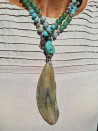 Long necklace of jasper, turquoise, amazonite and green agate