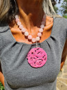 Collar corto Gargantilla de cuarzo XL rosa con medallón de jade