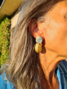 Gold earrings with teardrop agates and leaves – Unique piece