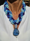 Collar corto, gargantilla especial con cristales checos, geoda ágata, perlas barrocas