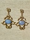 Exclusive long earrings with agates and gold plating