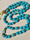 Long ethnic necklace with turquoise howlite and cactus pendant