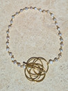 Baroque pearl choker with rosary chain and gold clasp