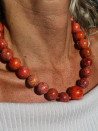 Natural coral choker with silk cord
