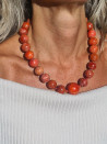 Natural coral choker with silk cord