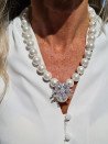 White mother-of-pearl choker with star pendant and cubic zirconia