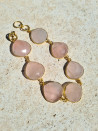 Gold-plated bronze bracelet with natural agates and quartz crystals