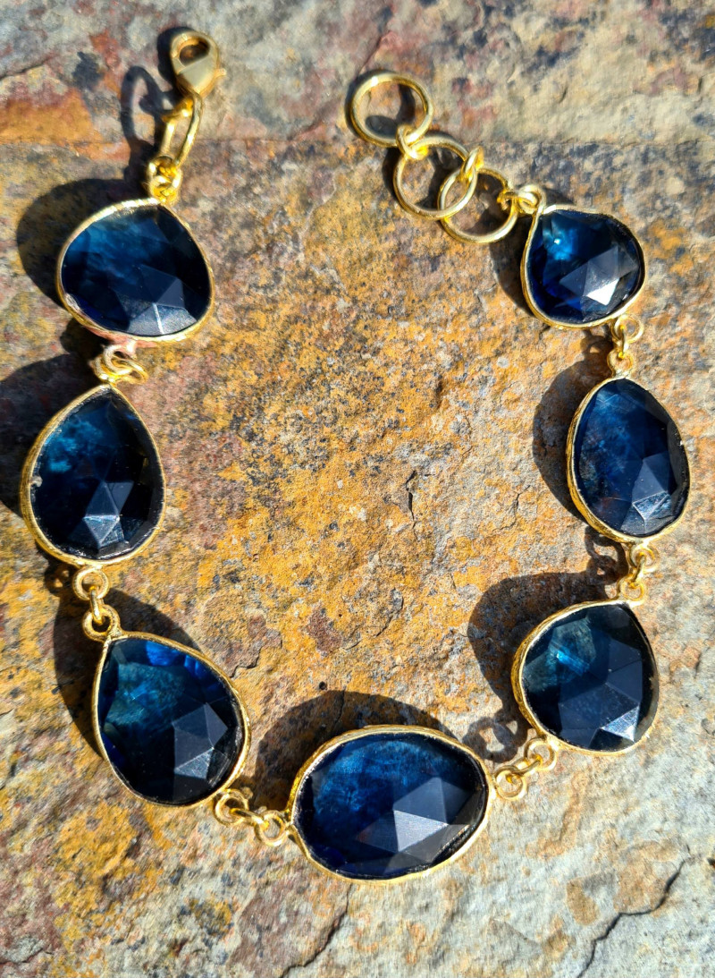 Pulsera bronce dorado con ágatas y cuarzos naturales