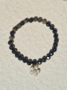 Elastic bracelet made of golden obsidian with a cubic zirconia pendant