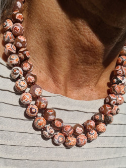 Collar largo de jaspe dragón tibetano | Joya artesanal exclusiva