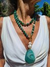 Long agate necklace with mother-of-pearl and exclusive agate pendant