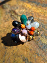 Large flower rings with agates and Czech crystal