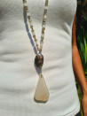 Long necklace of Czech crystal, agates and abalone
