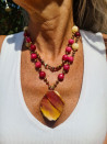 Collar largo piedras naturales colgante jaspe