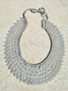 Crochet choker with Czech opal crystals on silver thread