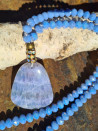 Long sky blue necklace with Czech crystals and celestine pendant