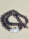 Black baroque pearl choker with white pearl XL