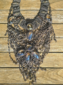 Crochet choker with cascading Czech crystals