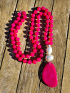 Collar largo de ágatas con nácar y colgante lágrima