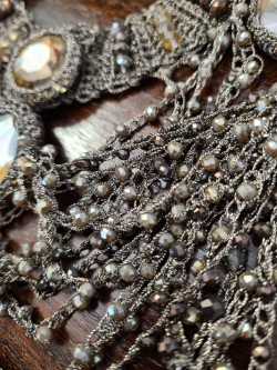 Crochet choker with cascading Czech crystals