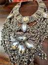 Crochet choker with cascading Czech crystals