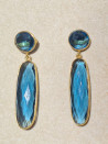Elegant long earrings in gold-plated silver with natural stones