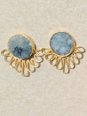 Short earrings made of natural stones with handcrafted filigree