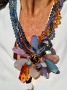 Handmade crystal choker with large flower and natural stones