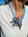 Handmade crystal choker with large flower and natural stones