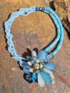 Handmade crystal choker with large flower and natural stones