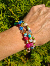 Pulsera elástica de ágatas y minerales variados artesanal
