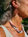 Long handmade earrings made of natural stones