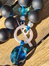 Black agate choker and turquoise jade medallion