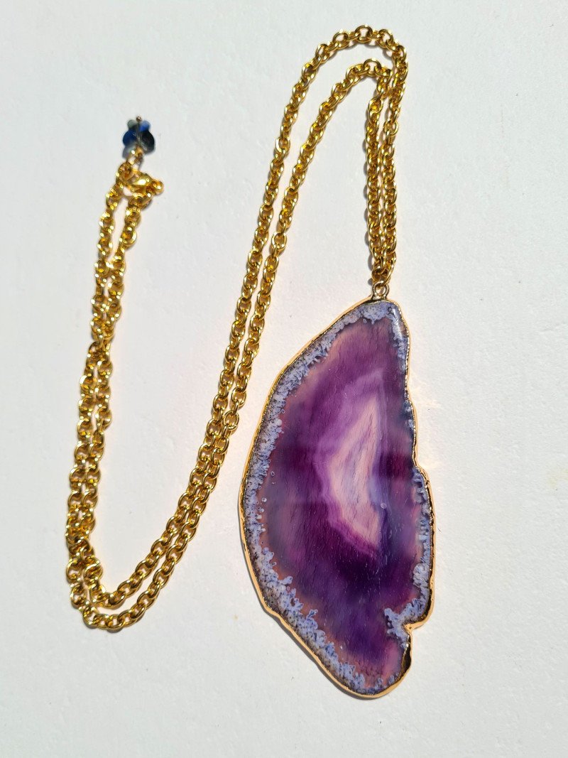 Collares largos de cadenas con piedras naturales